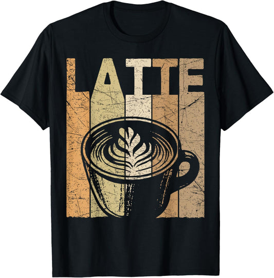 Latte Vintage Latte Coffee Retro Espresso Latte Lover T-Shirt - T-Shirt | Black
