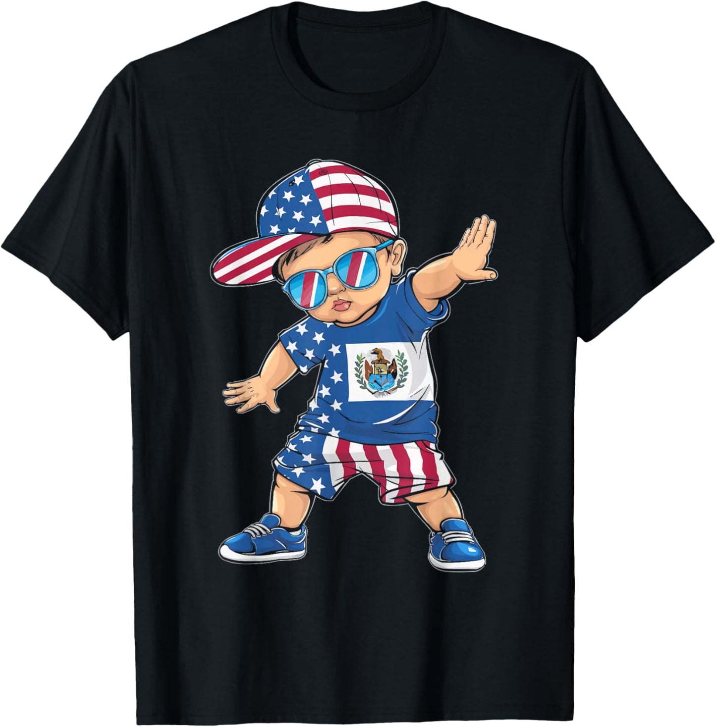 Half American Half Salvadorian USA Flag El Salvador America T-Shirt - T-Shirt | Black