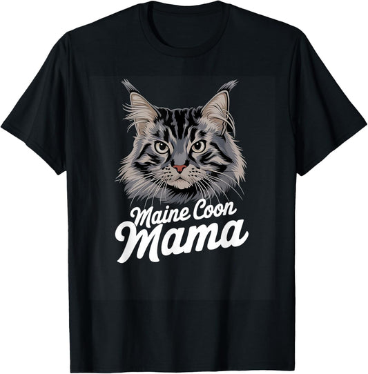 Maine Coon Mama Cat T-Shirt - T-Shirt | Black