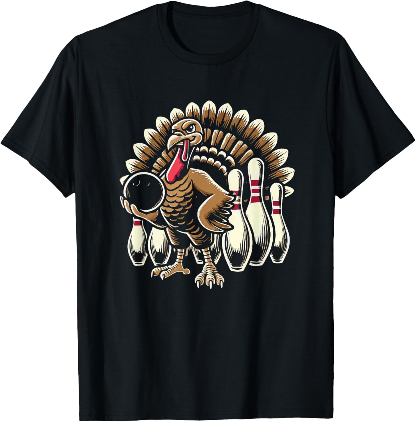 Bowling Turkey Thanksgiving Thanksgiving Day Turkeys T-Shirt - T-Shirt | Black