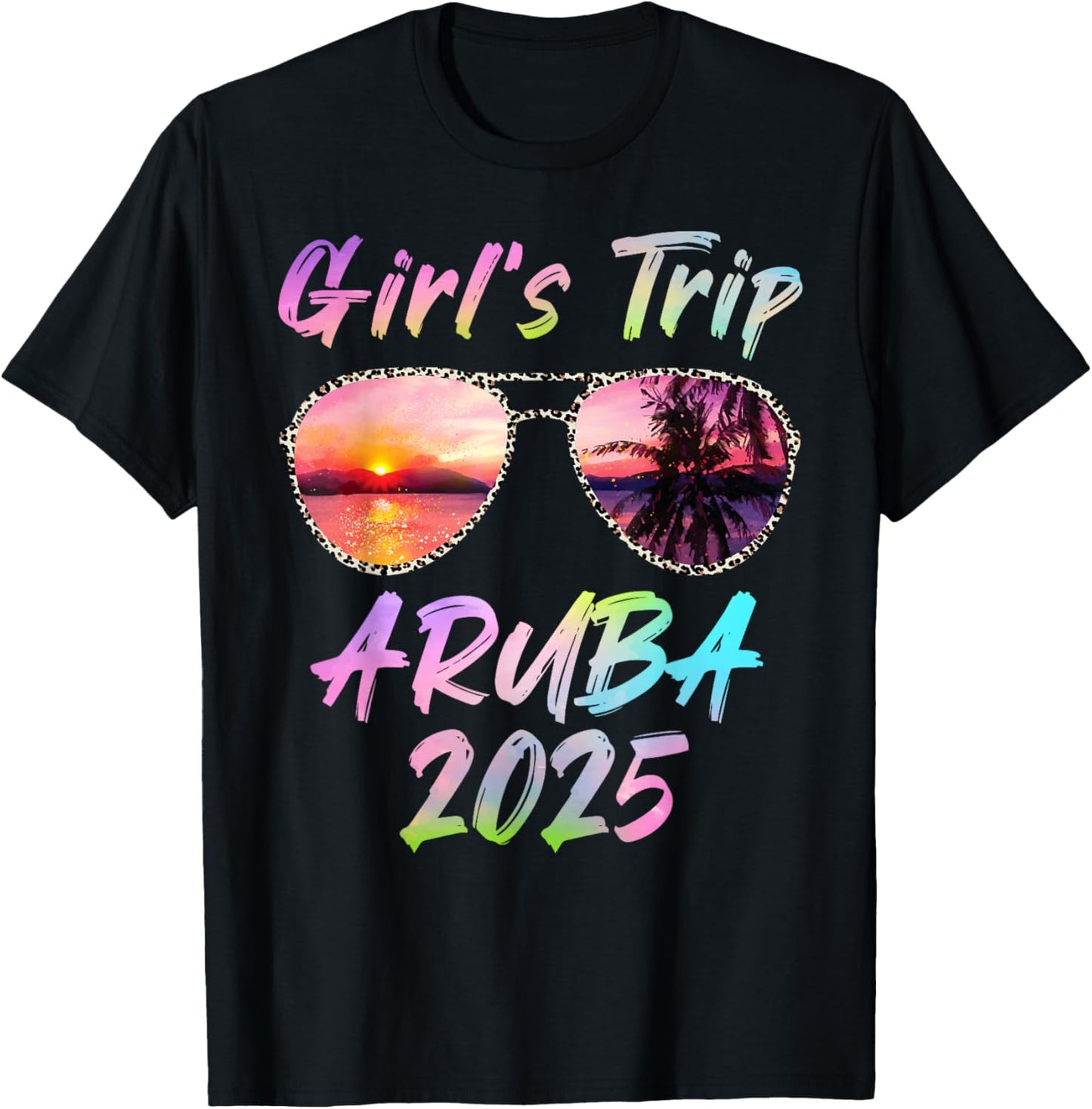 Girls Trip Aruba 2025 Summer Vacation Sunglass Holiday T-Shirt - T-Shirt | Black