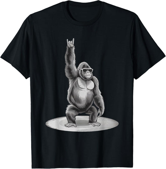 Gorilla Rock Music Boys Kids Men Gorilla Vintage Animal T-Shirt - T-Shirt | Black