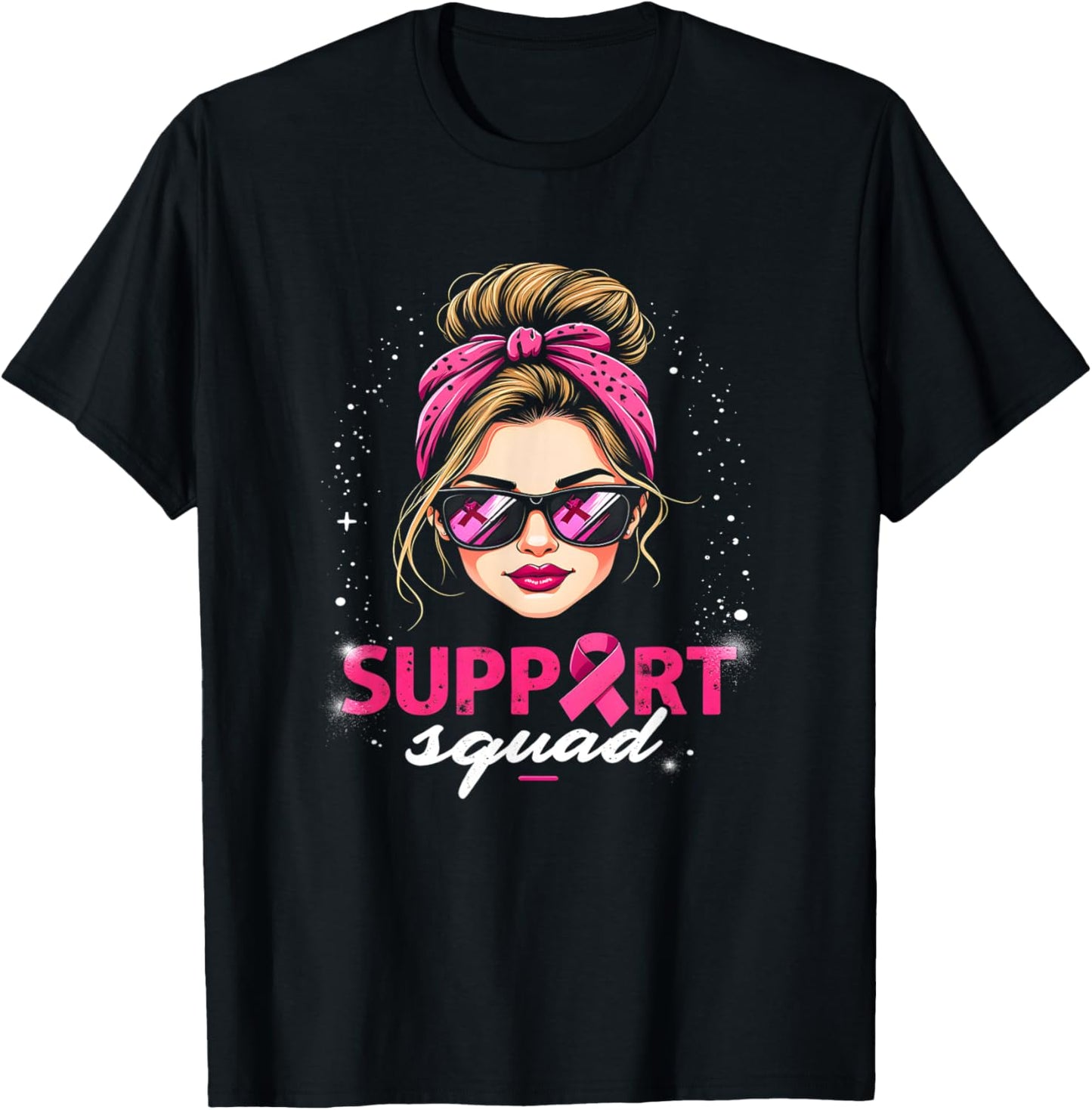Support Squad Women Sunglasses Pink Breast Cancer Awareness T-Shirt - T-Shirt | Black