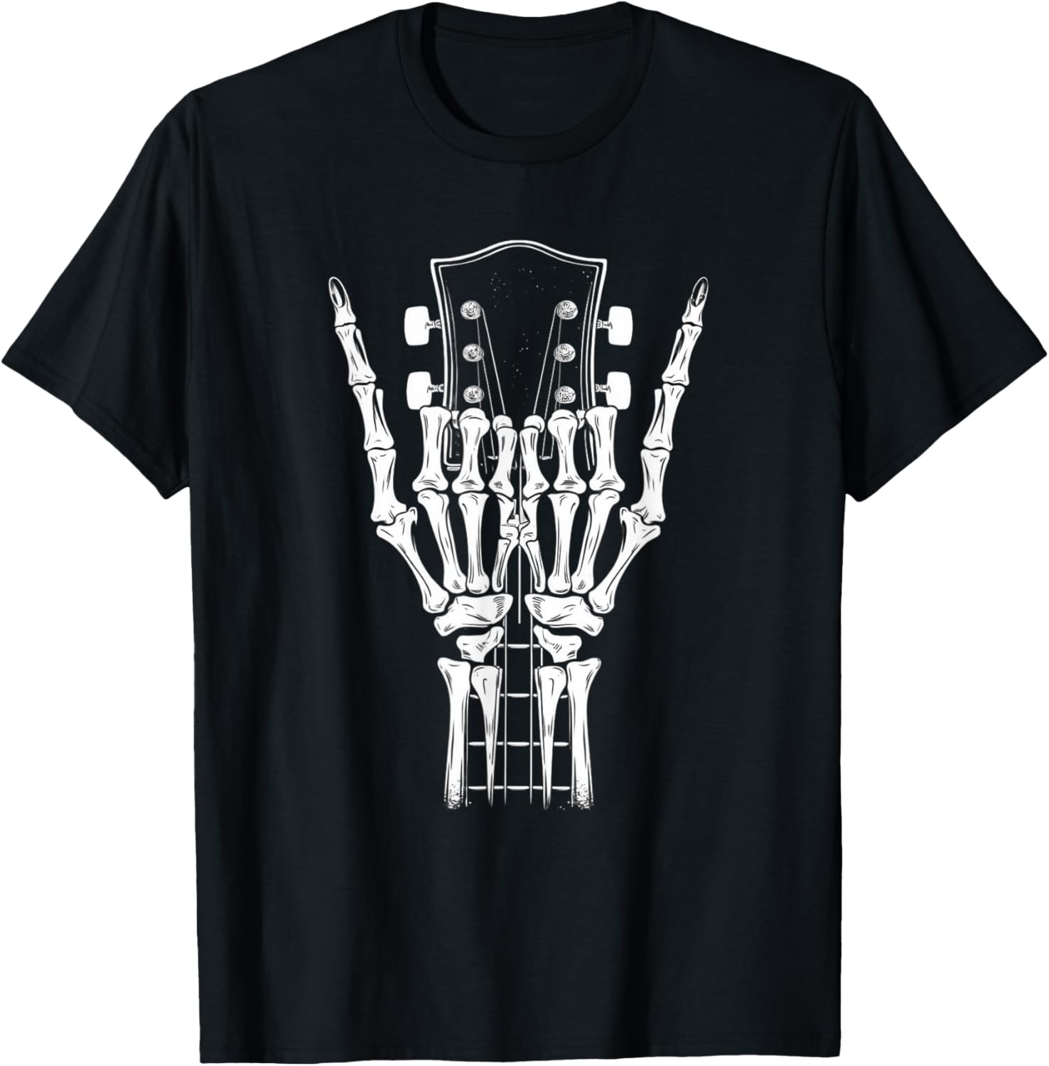 Rock Skeleton Halloween Funny Music Guitar Men Women Kids T-Shirt - T-Shirt | Black