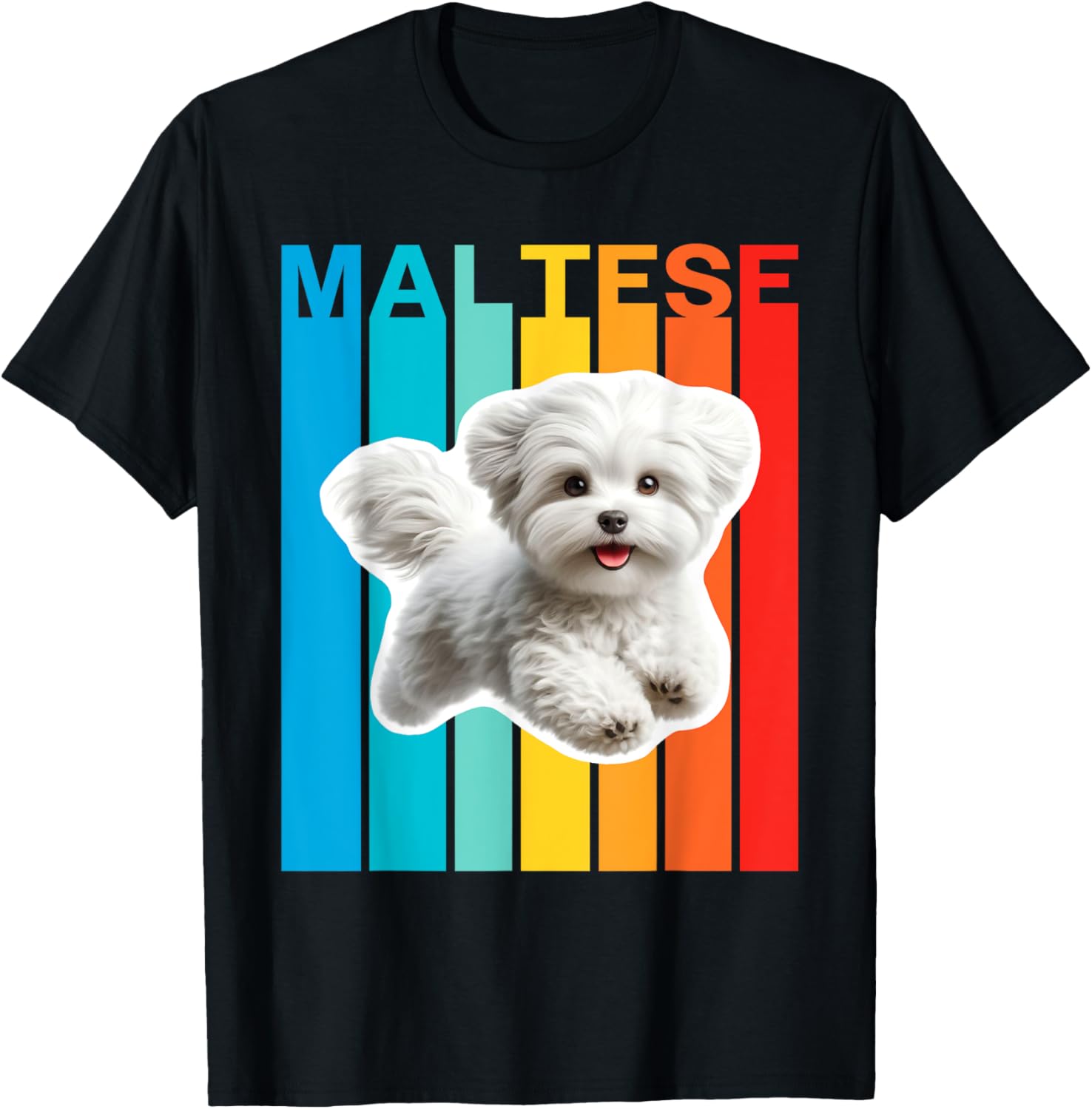 Colorful Maltese T-Shirt - T-Shirt | Black