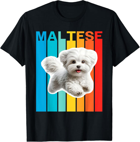 Colorful Maltese T-Shirt - T-Shirt | Black