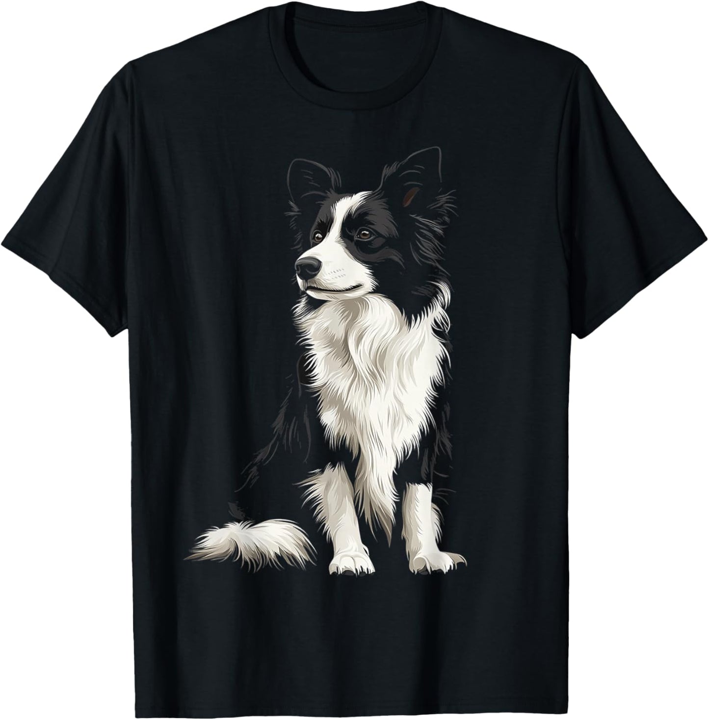 Border Collie Dog Motif Pet Illustration Border Collie T-Shirt - T-Shirt | Black