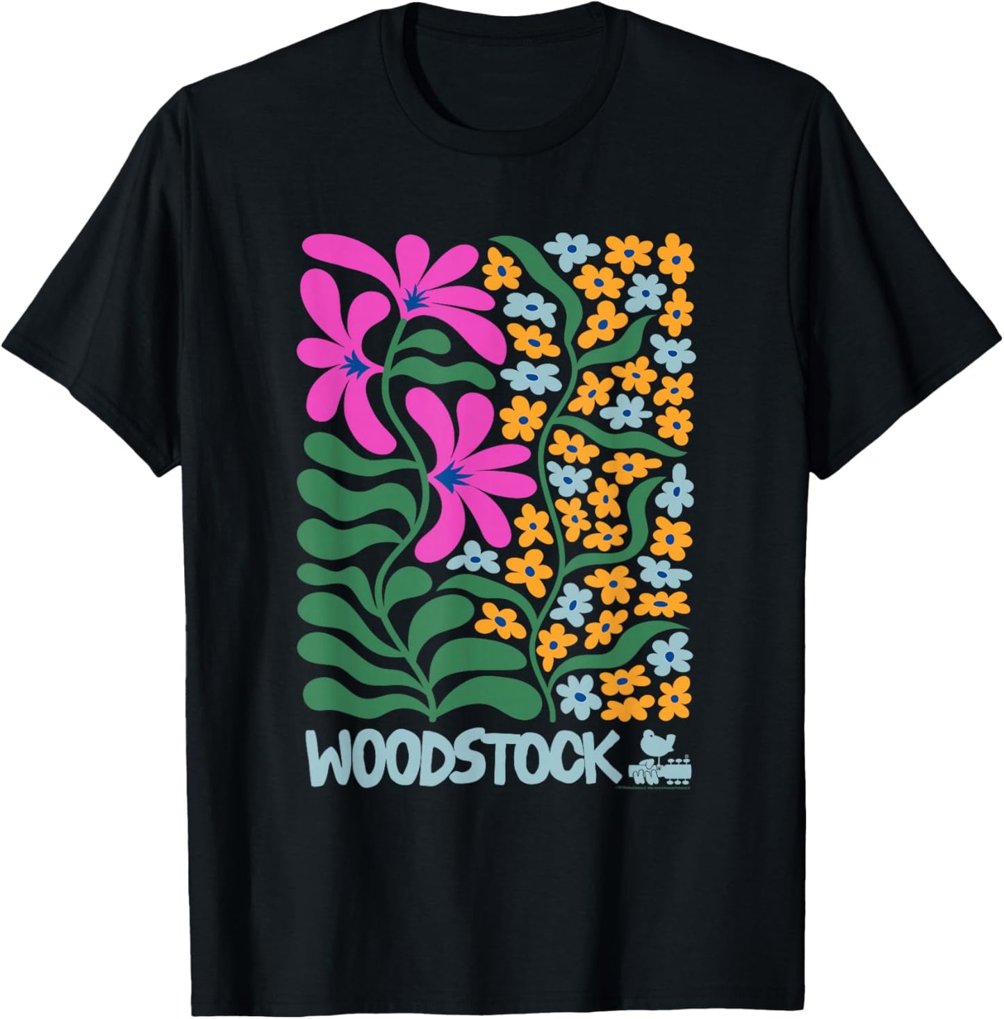 Woodstock Blooms T-Shirt - T-Shirt | Black