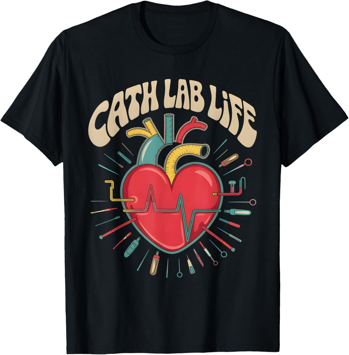 Cath Lab Life Cardiac Cath Lab Medical Medicine T-Shirt - T-Shirt | Black