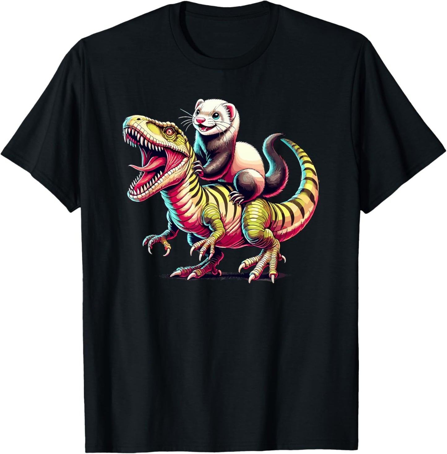 Dinosaur T-Rex Ferret Tyrannosaurus Rex T-Shirt - T-Shirt | Black