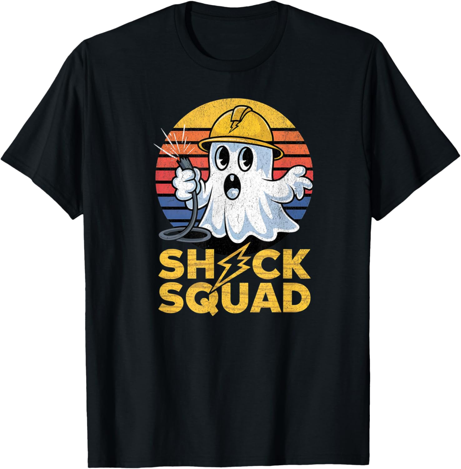 Shock Squad Halloween Ghost Spooky Electrical Engineer T-Shirt - T-Shirt | Black