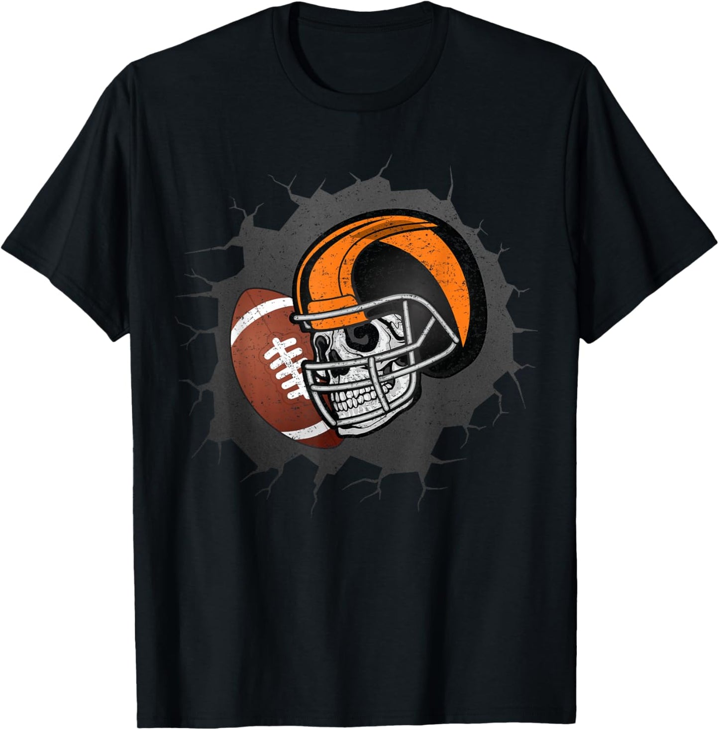 Football Skull Halloween, Skeleton Sporty Athlete T-Shirt - T-Shirt | Black