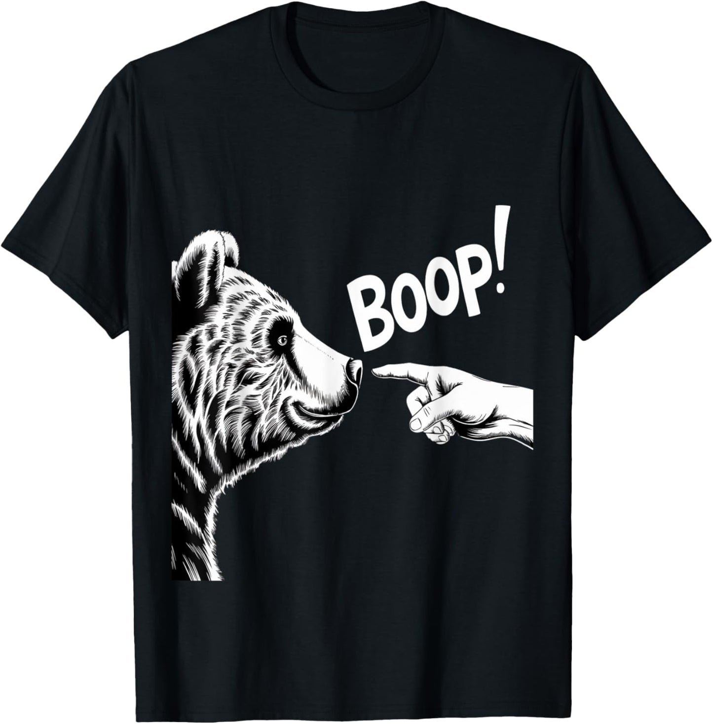 Funny Bear Boop Finger Nose Design T-Shirt - T-Shirt | Black
