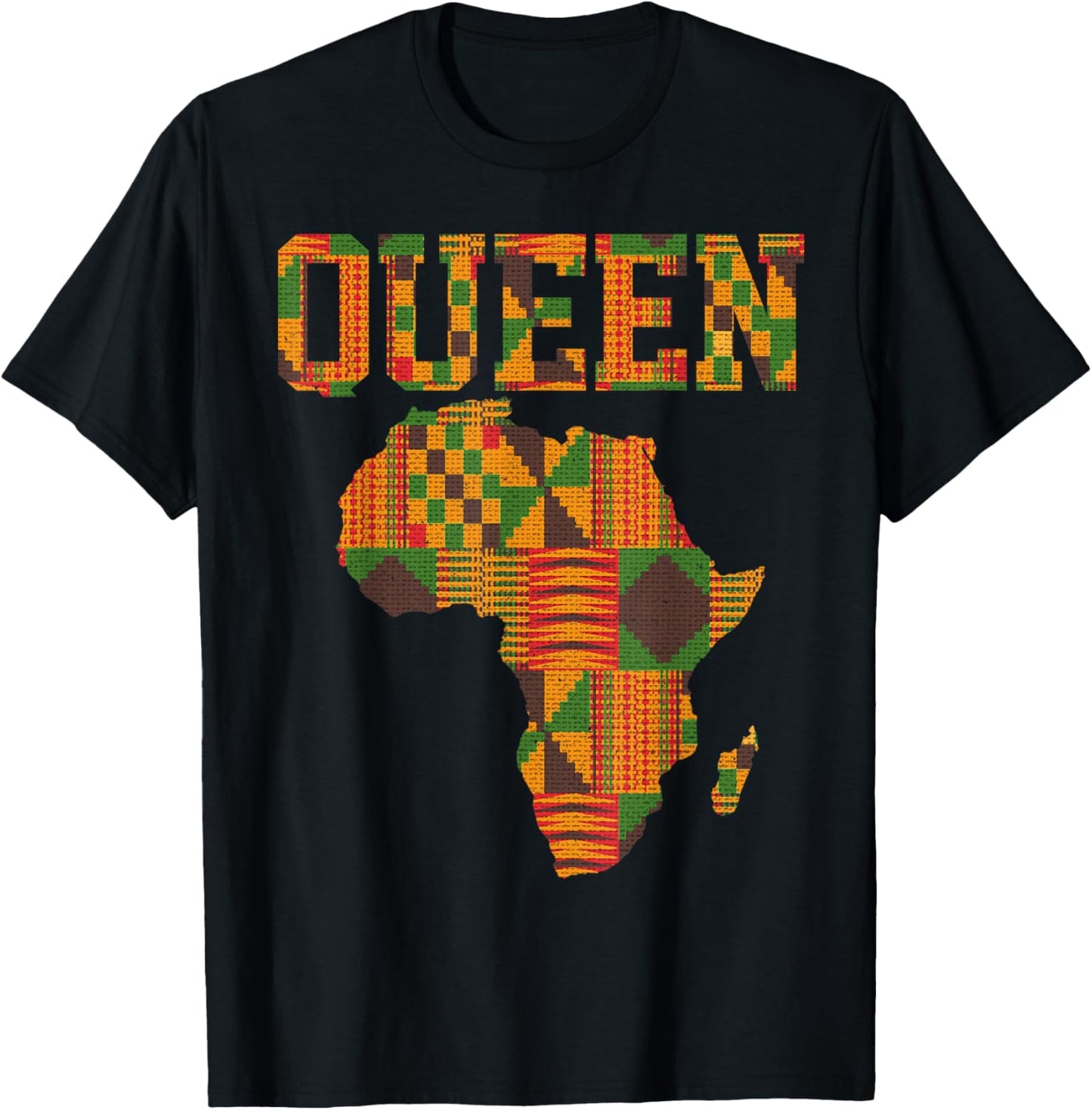 African Queen Art Girls Kente Cloth African Print T-Shirt - T-Shirt | Black