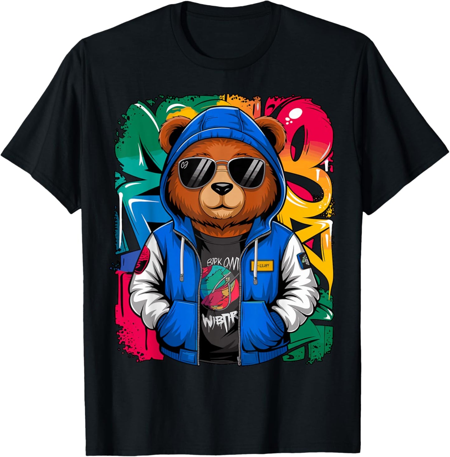 Hip Hop Teddy Bear with Sunglasses Rap Music T-Shirt - T-Shirt | Black