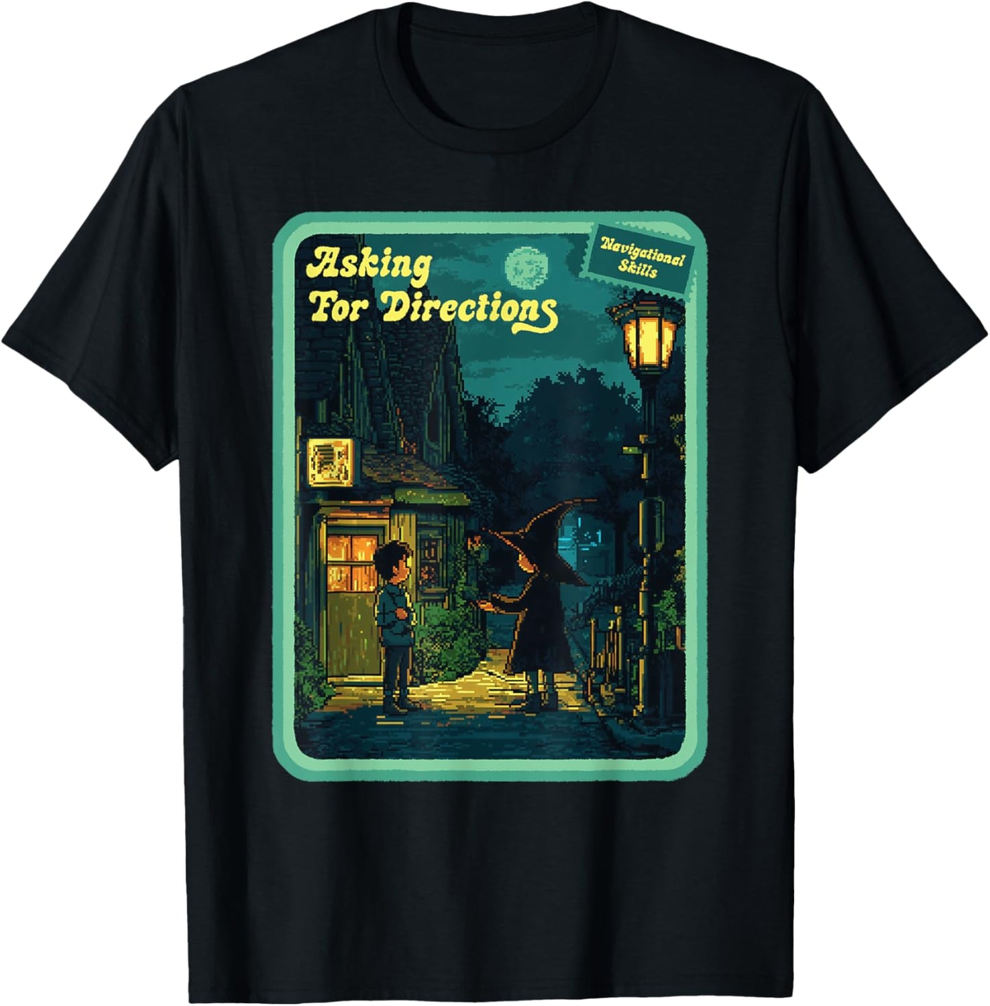 Vintage Horror Halloween Retro Spooky Witch Navigation T-Shirt - T-Shirt | Black
