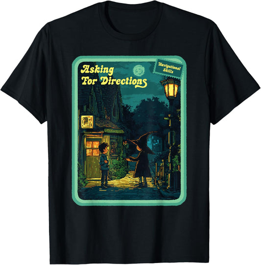 Vintage Horror Halloween Retro Spooky Witch Navigation T-Shirt - T-Shirt | Black