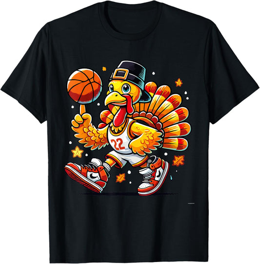 Autumn Pumpkin Fall Basketball Thanksgiving Kids T-Shirt - T-Shirt | Black