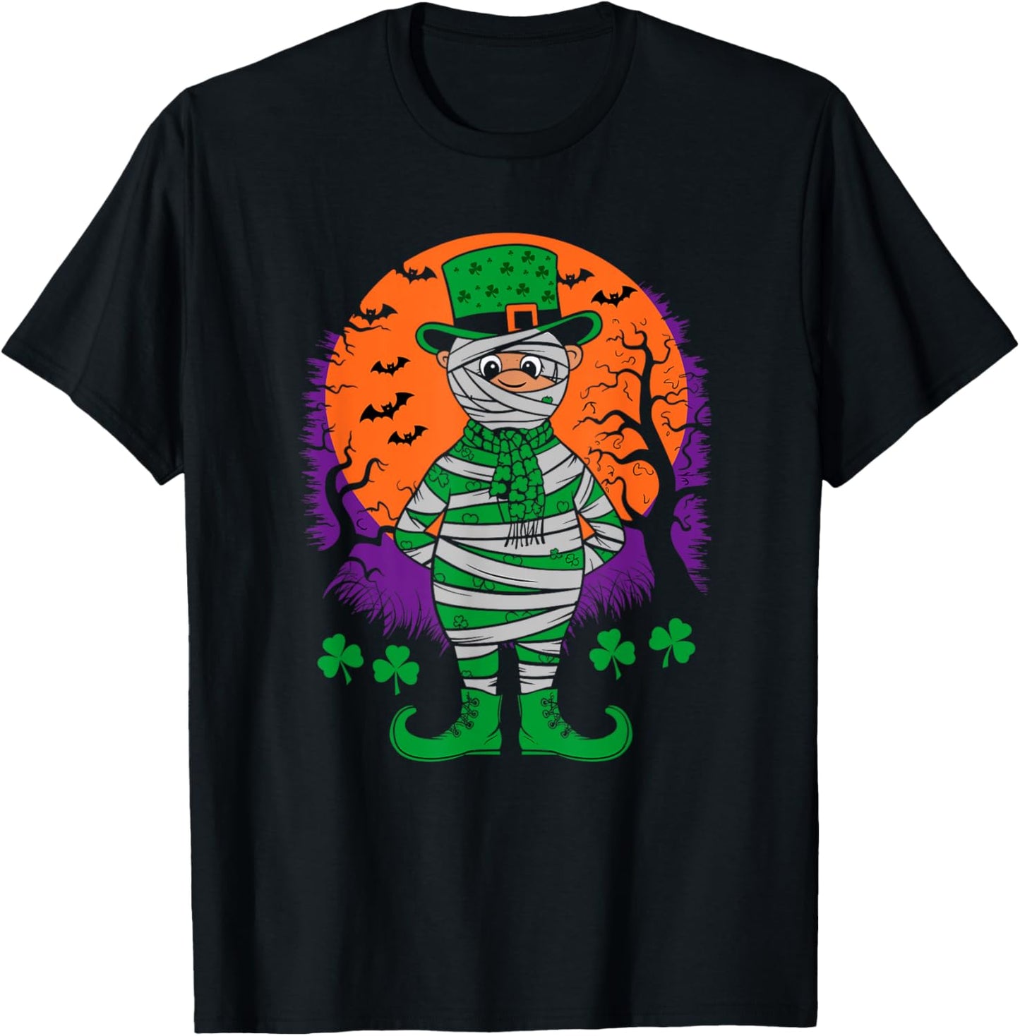 Halloween Leprechaun St Patrick's Day Mummy Spooky Irish Fun T-Shirt - T-Shirt | Black