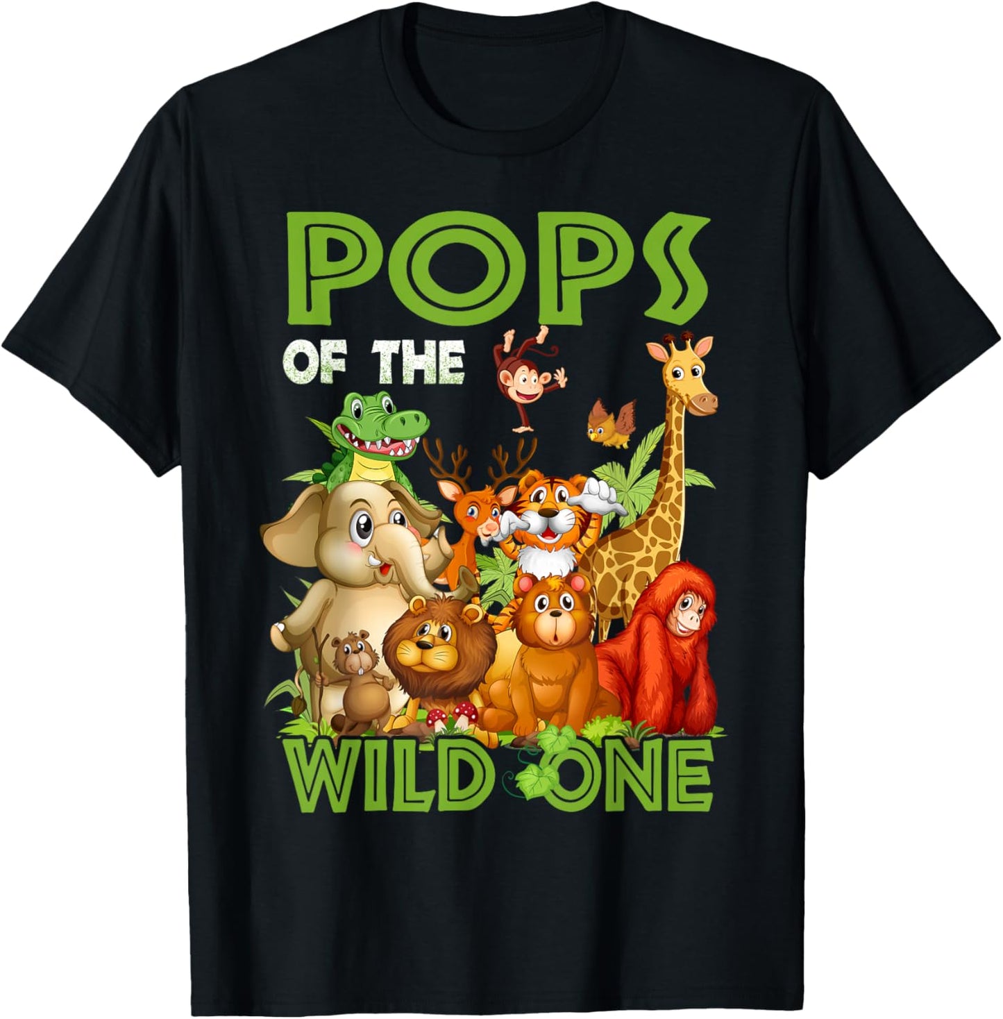 Pops Of The Wild One Birthday Animal Safari Jungle T-Shirt - T-Shirt | Black