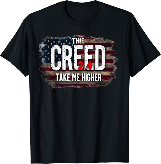 Creed '24 Take Me Higher Vintage Vintage USA FLAG Patriotic T-Shirt - T-Shirt | Black