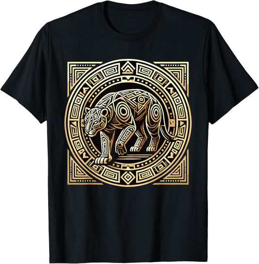 Aztec Mexico Jaguar Aztec Mythology Symbol T-Shirt - T-Shirt | Black