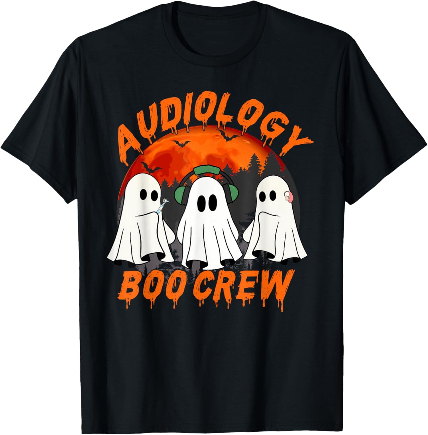 Audiologist Halloween Ghosts Audiology Boo Crew T-Shirt - T-Shirt | Black