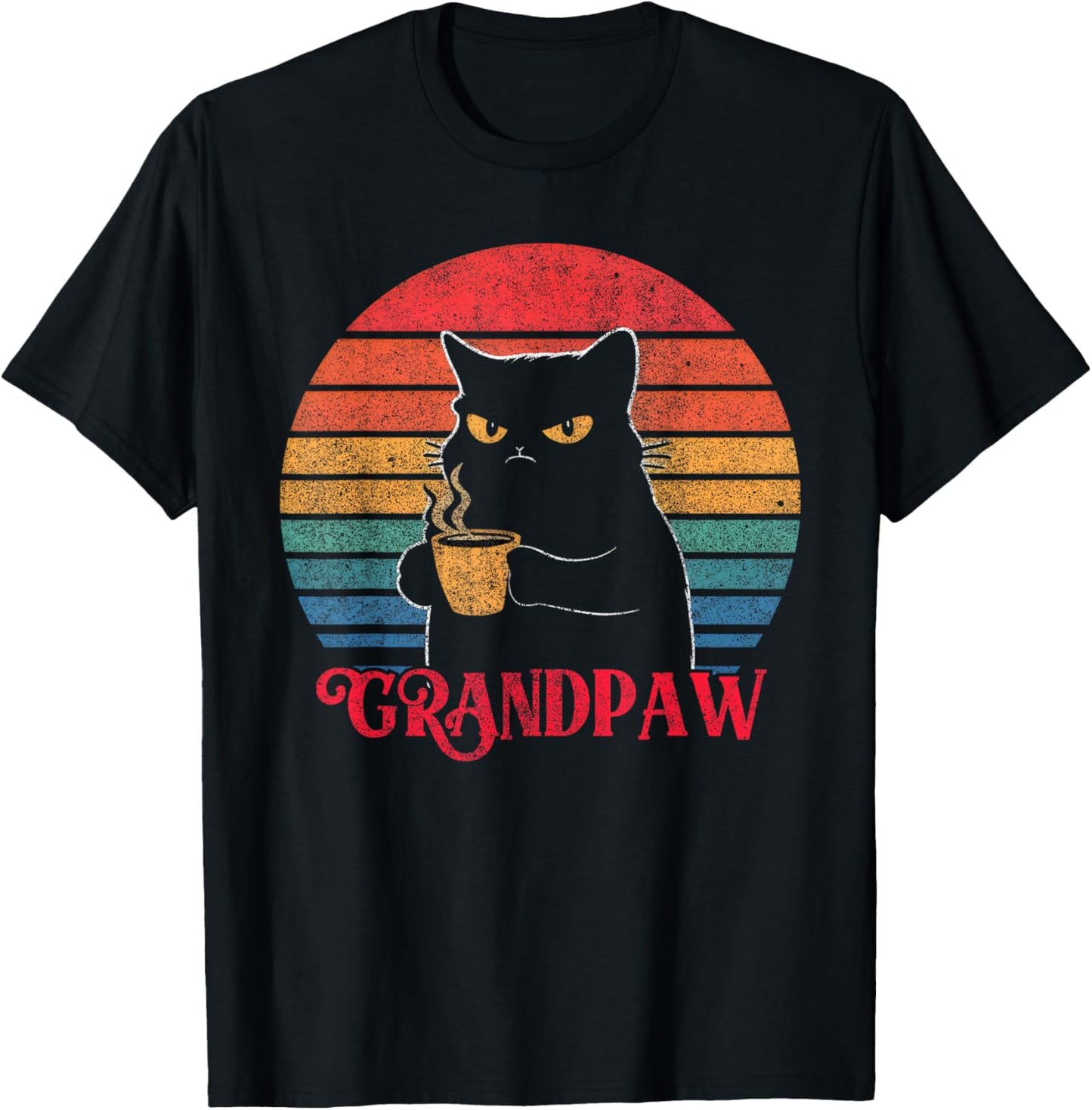 Retro Grandpaw Funny Sarcastic Cat Lover Quote Grandpa T-Shirt - T-Shirt | Black