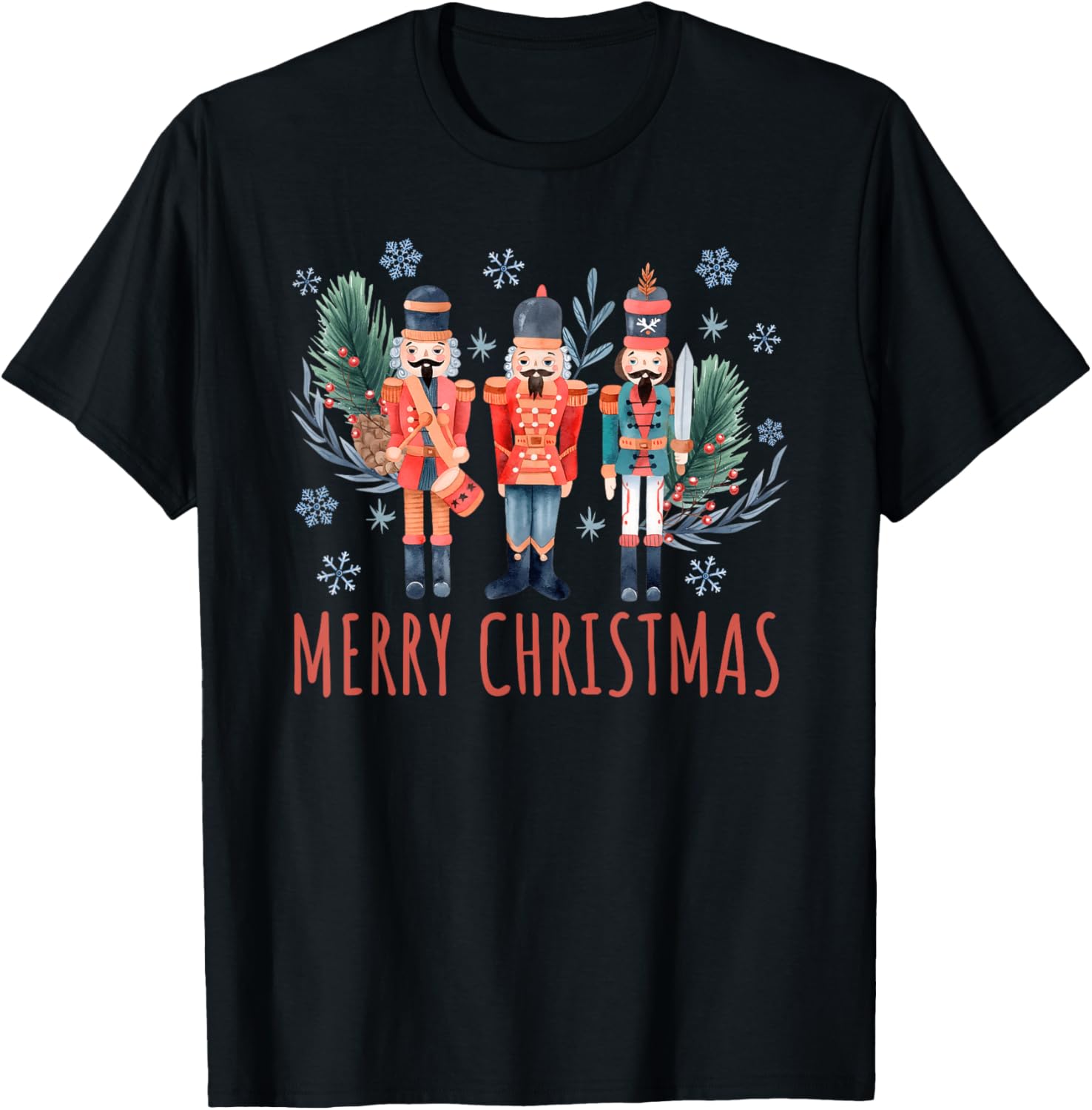 Merry Christmas Nutcracker Ballet Festive Xmas Men Women T-Shirt - T-Shirt | Black