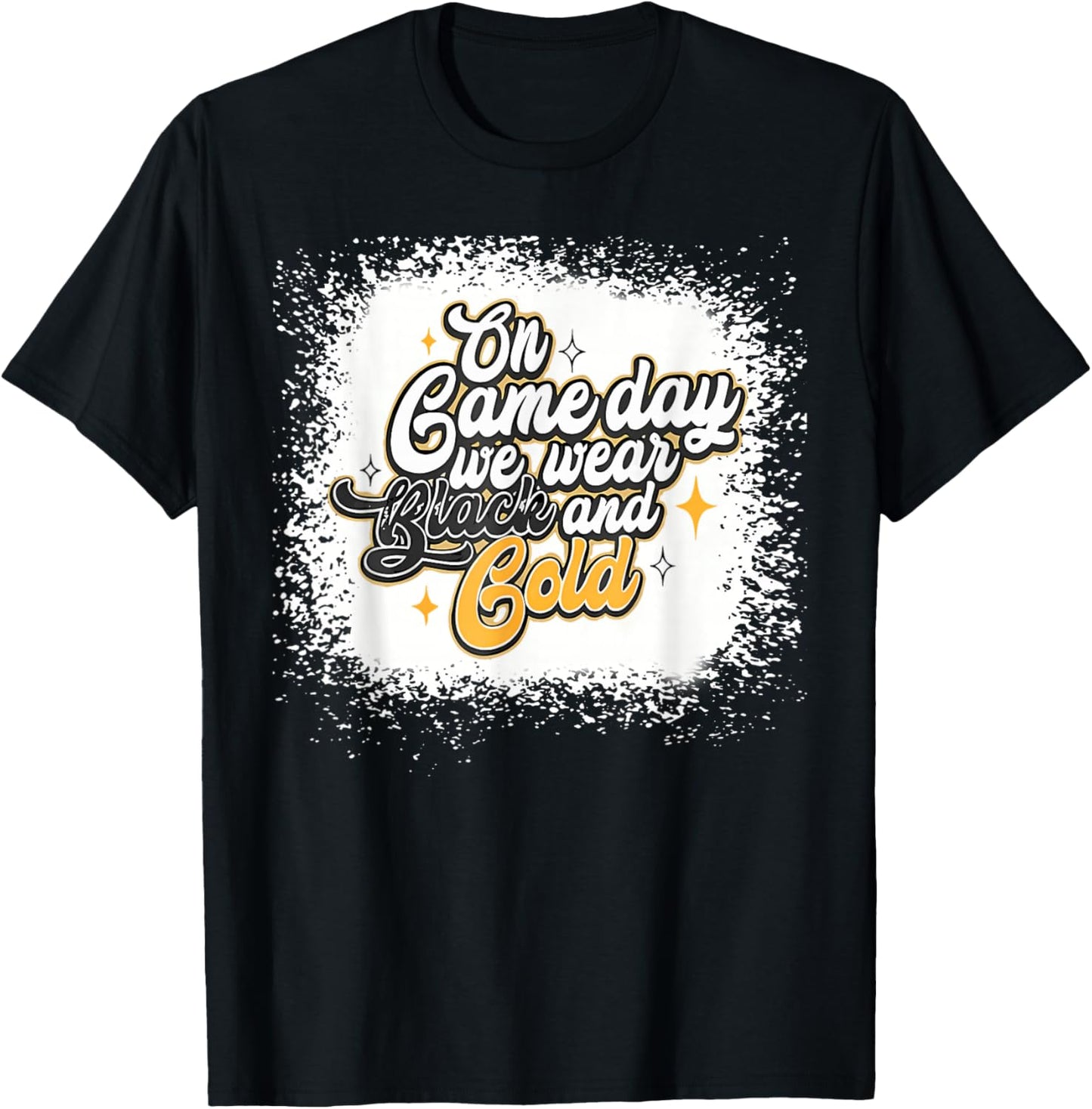 Bleached On Gameday Football We Wear Gold & Black T-Shirt - T-Shirt | Black