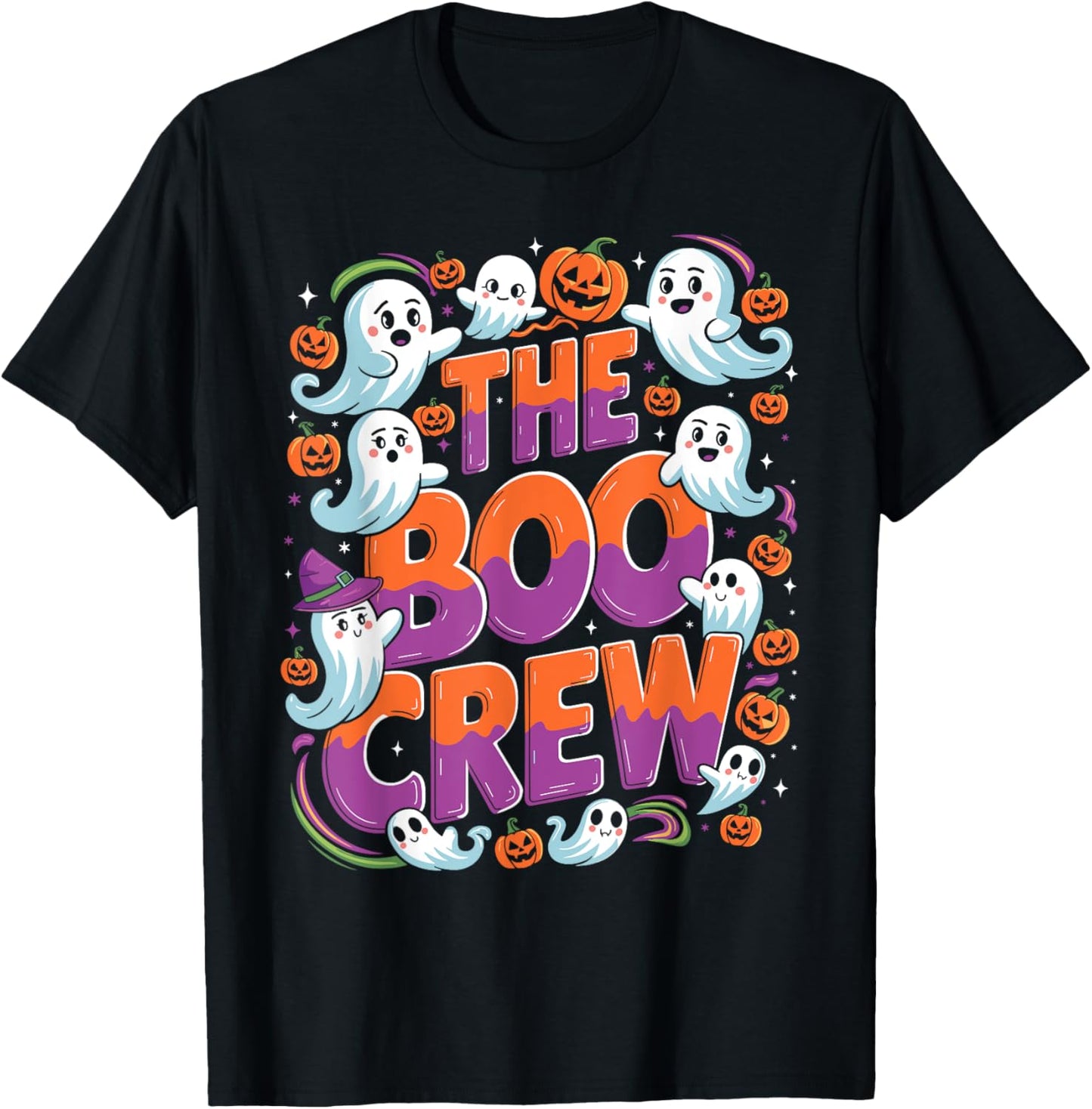 Halloween Trick Treat Ghost The Boo Crew T-Shirt - T-Shirt | Black