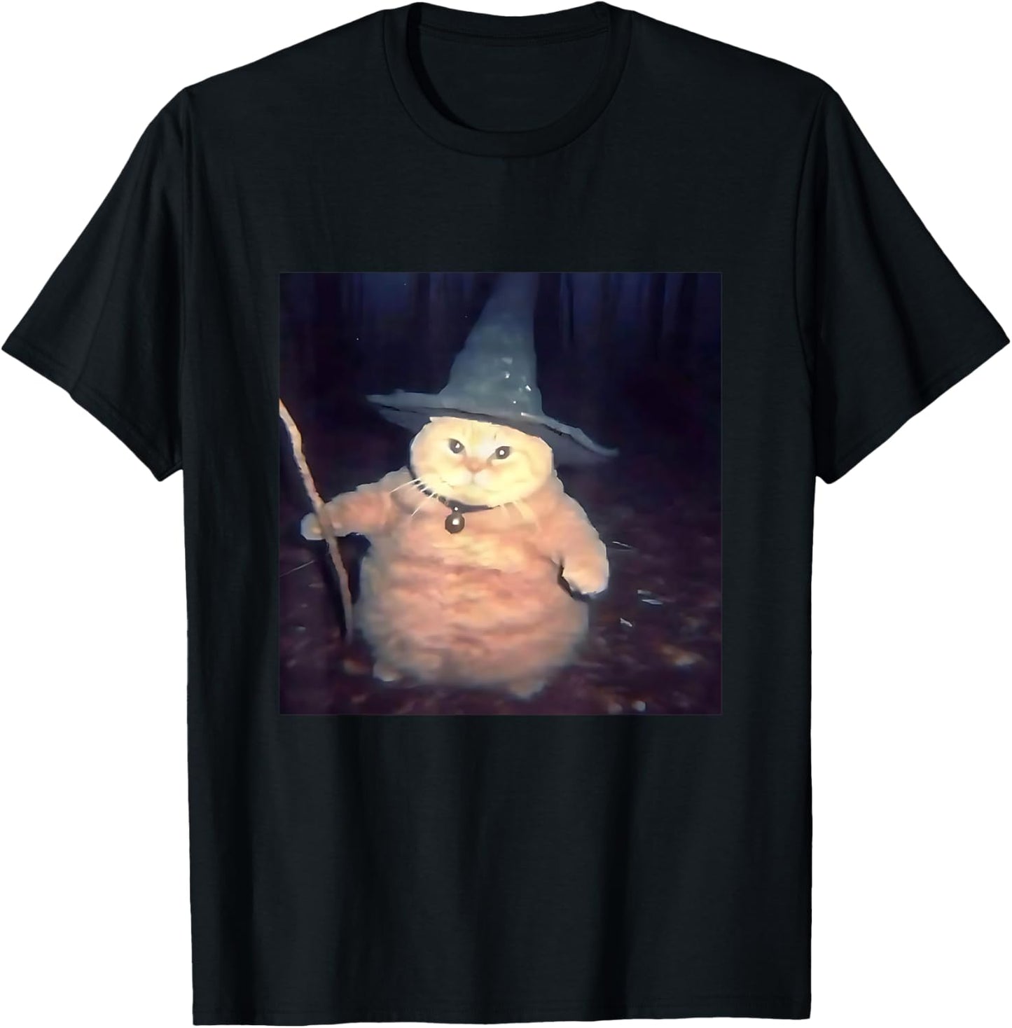 Wizard Cat Weird Funny Halloween Cat Meme T-Shirt - T-Shirt | Black