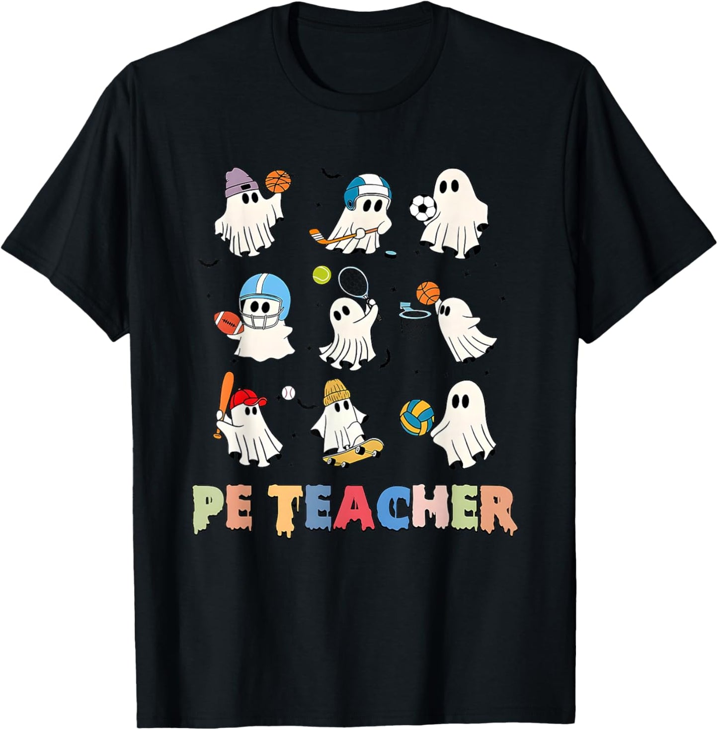 Halloween PE Teacher Spooky Physical Education Teacher T-Shirt - T-Shirt | Black