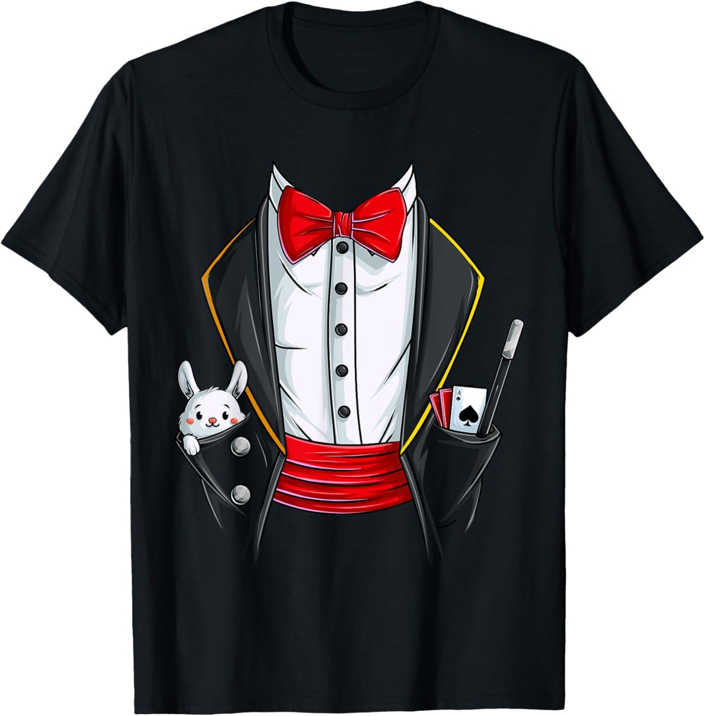 Magician Halloween Costume, Funny Rabbit Tuxedo T-Shirt - T-Shirt | Black