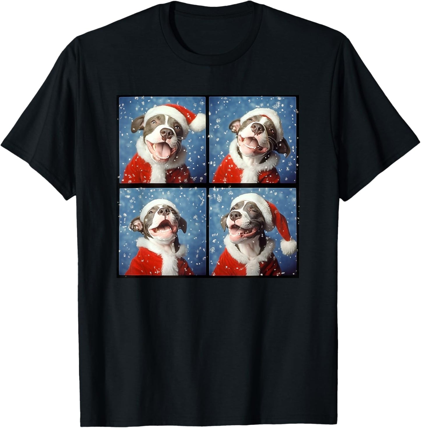 Pitbull Santa Hat Men Kids Women Christmas Pittie T-Shirt - T-Shirt | Black