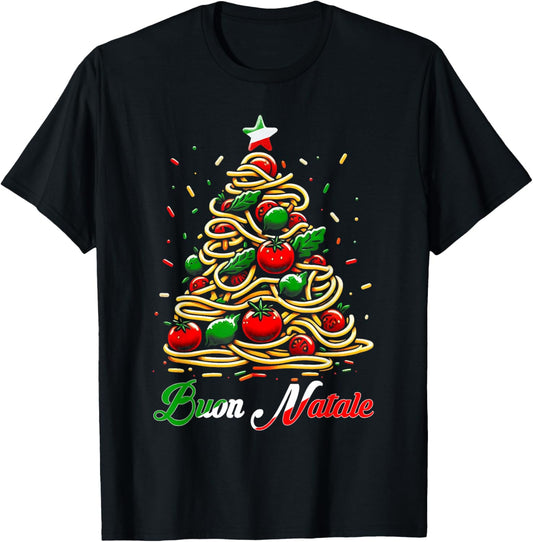 Buon Natale Italian Pasta Christmas Tree Xmas Women T-Shirt - T-Shirt | Black