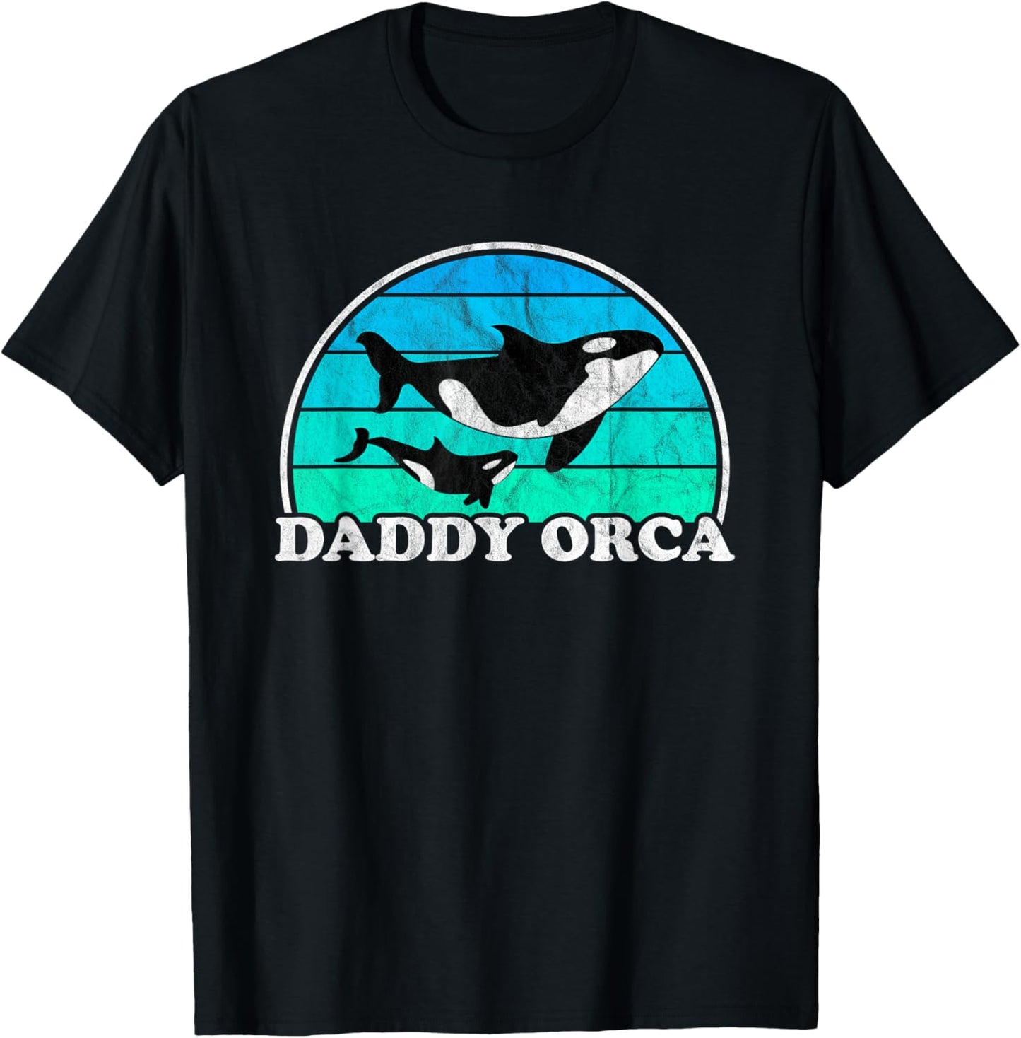 Daddy Orca - Orcas Whale Father Dad Retro T-Shirt - T-Shirt | Black