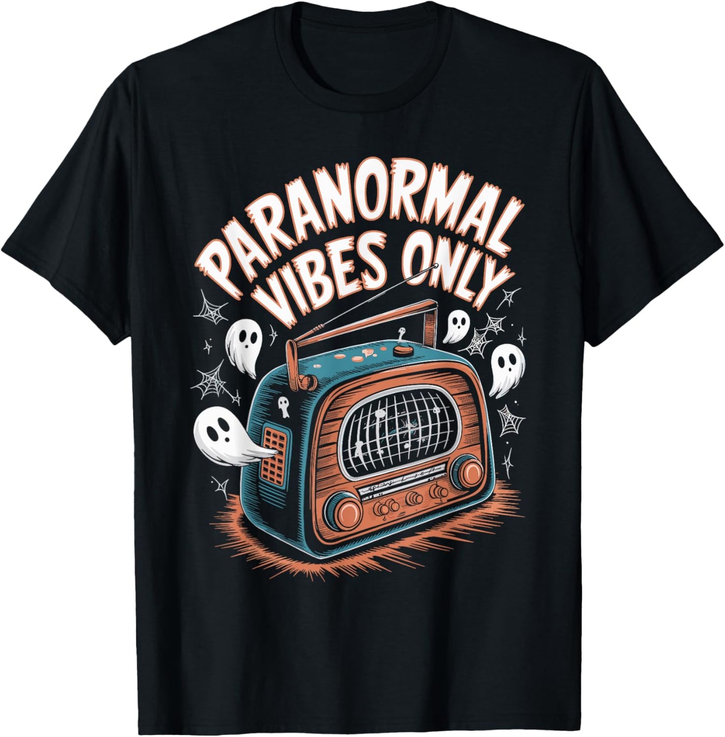 Paranormal Vibes Only Ghost Hunting Halloween T-Shirt - T-Shirt | Black