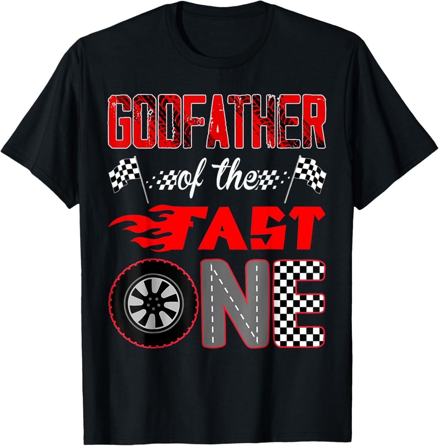 Godfather Of The Fast One First Birthday Racing Car Family T-Shirt - T-Shirt | Black