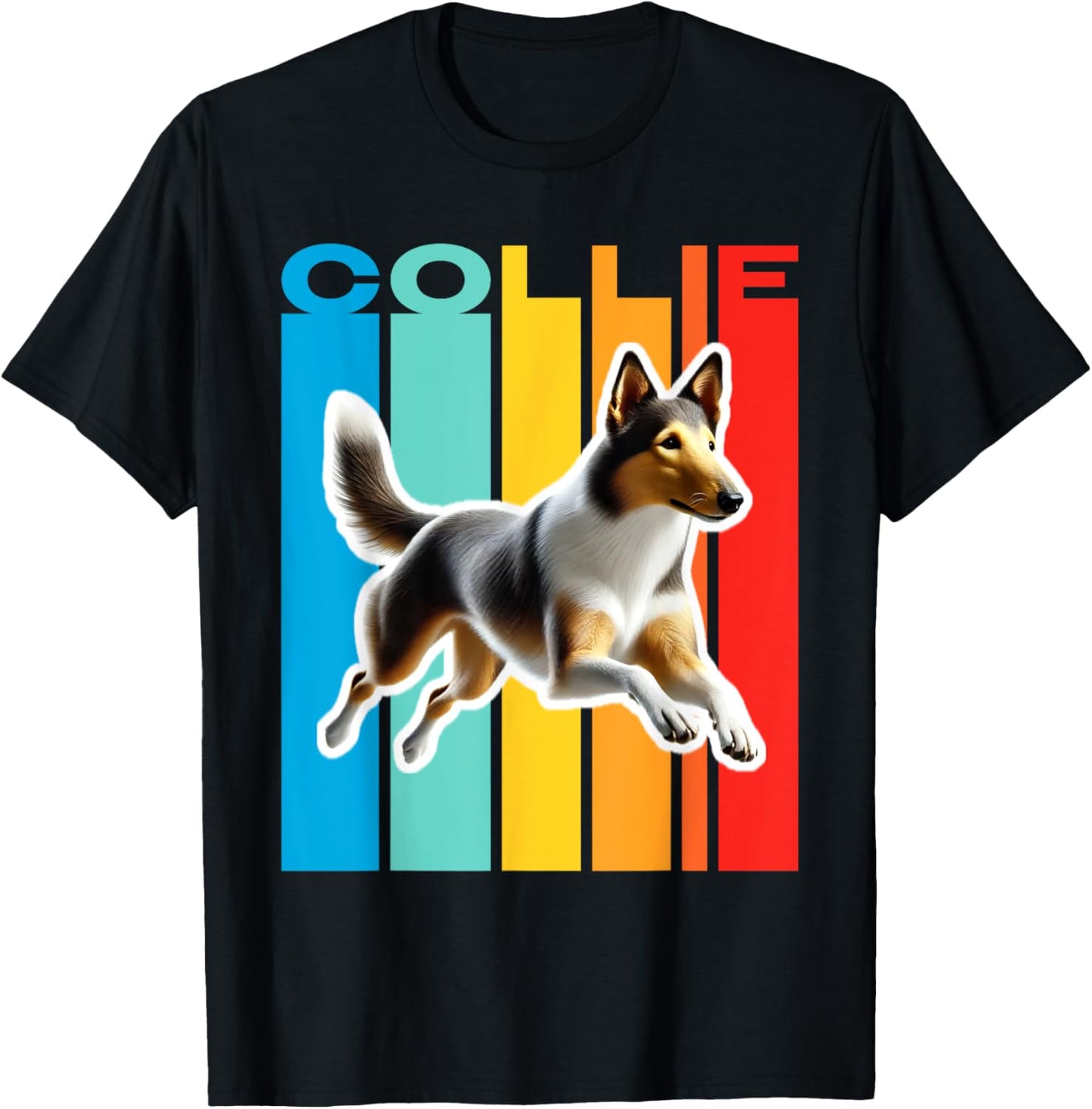 Colorful Smooth Collie T-Shirt - T-Shirt | Black