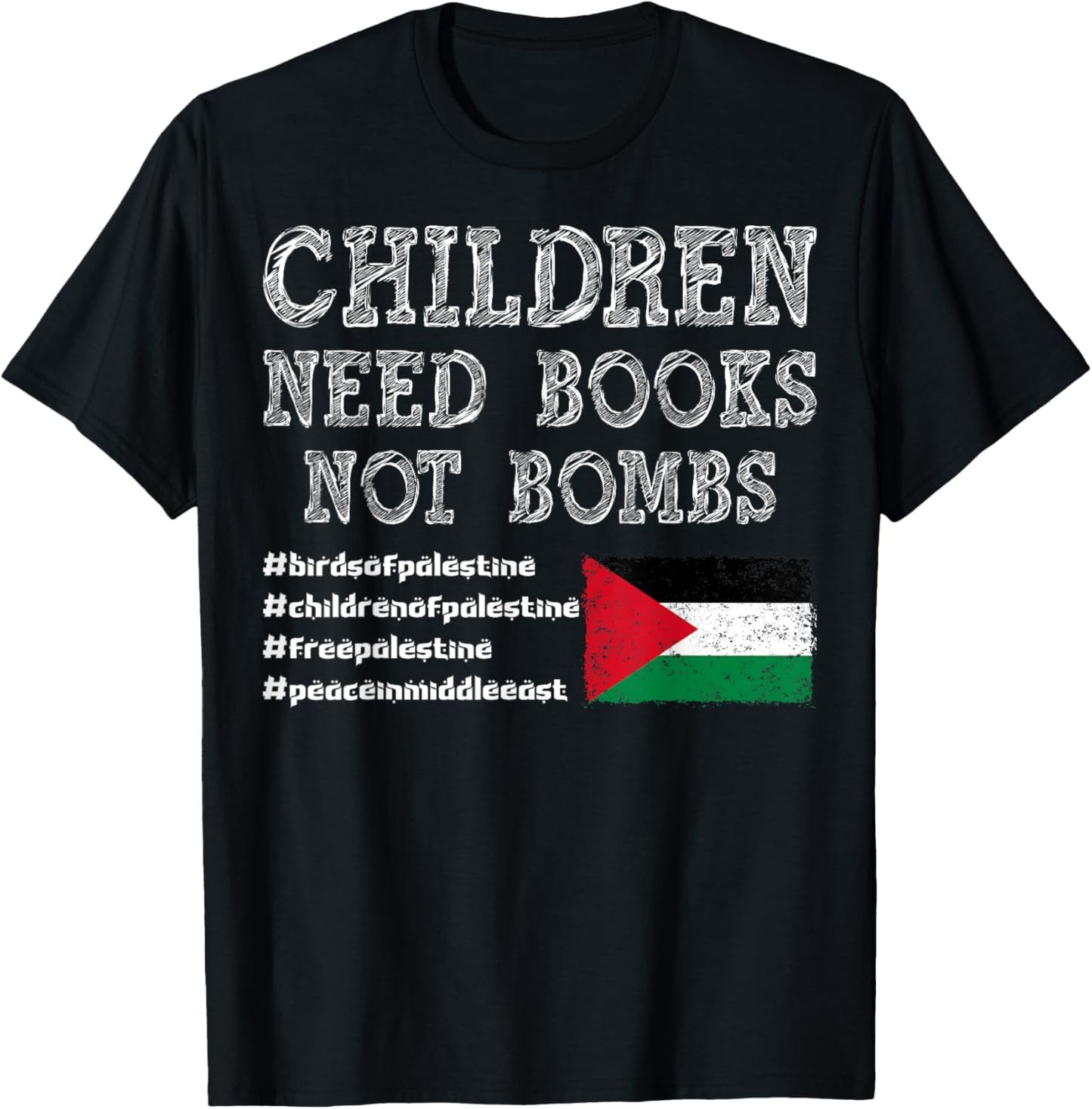 Children of Palestine need books, not bombs T-Shirt - T-Shirt | Black