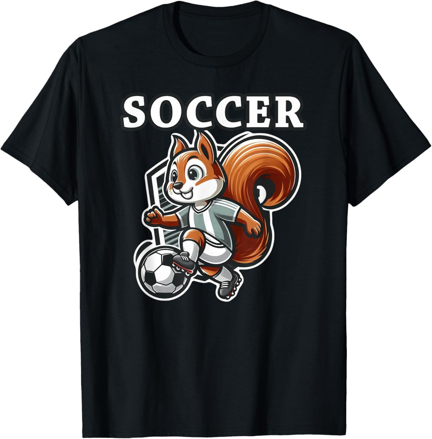 Soccer Squirrel Playing Soccer T-Shirt - T-Shirt | Black