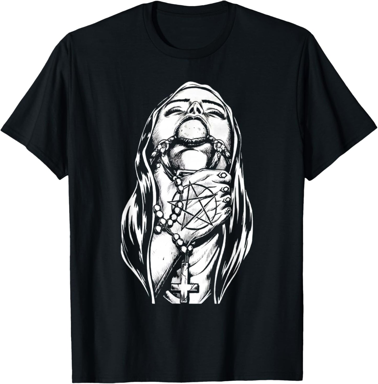Peach-Bruh Chokehold Nun Bad Religion Dark Style Crazy Nun T-Shirt - T-Shirt | Black