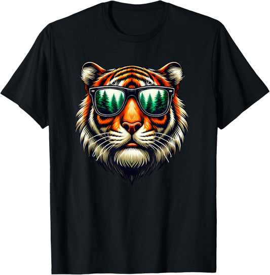 Cute Tiger Graphic with Sunglasses, Men Women Kids, Animal T-Shirt - T-Shirt | Black