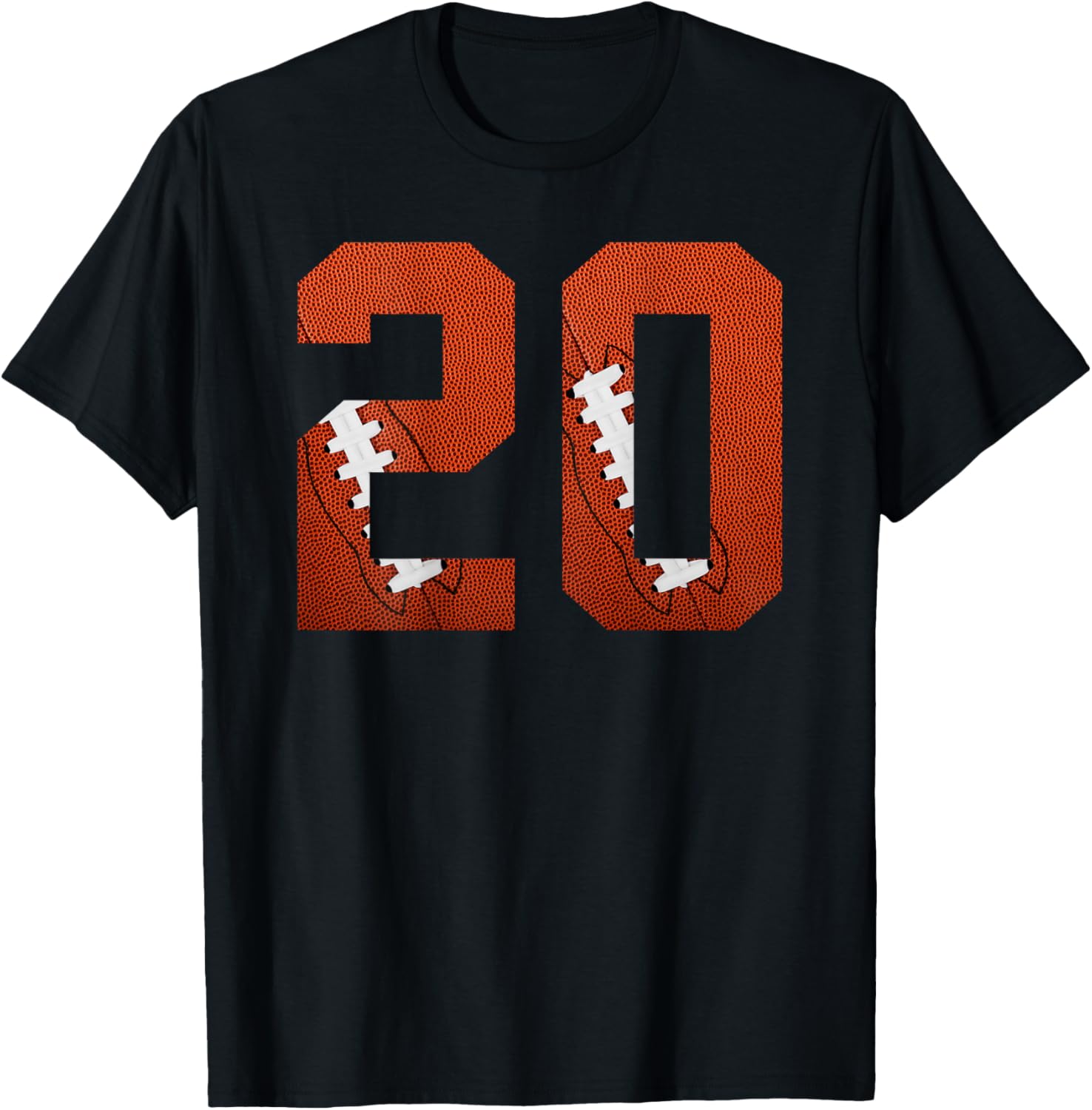 Number 20 BACKSIDE - American Football Jersey Numbered T-Shirt - T-Shirt | Black