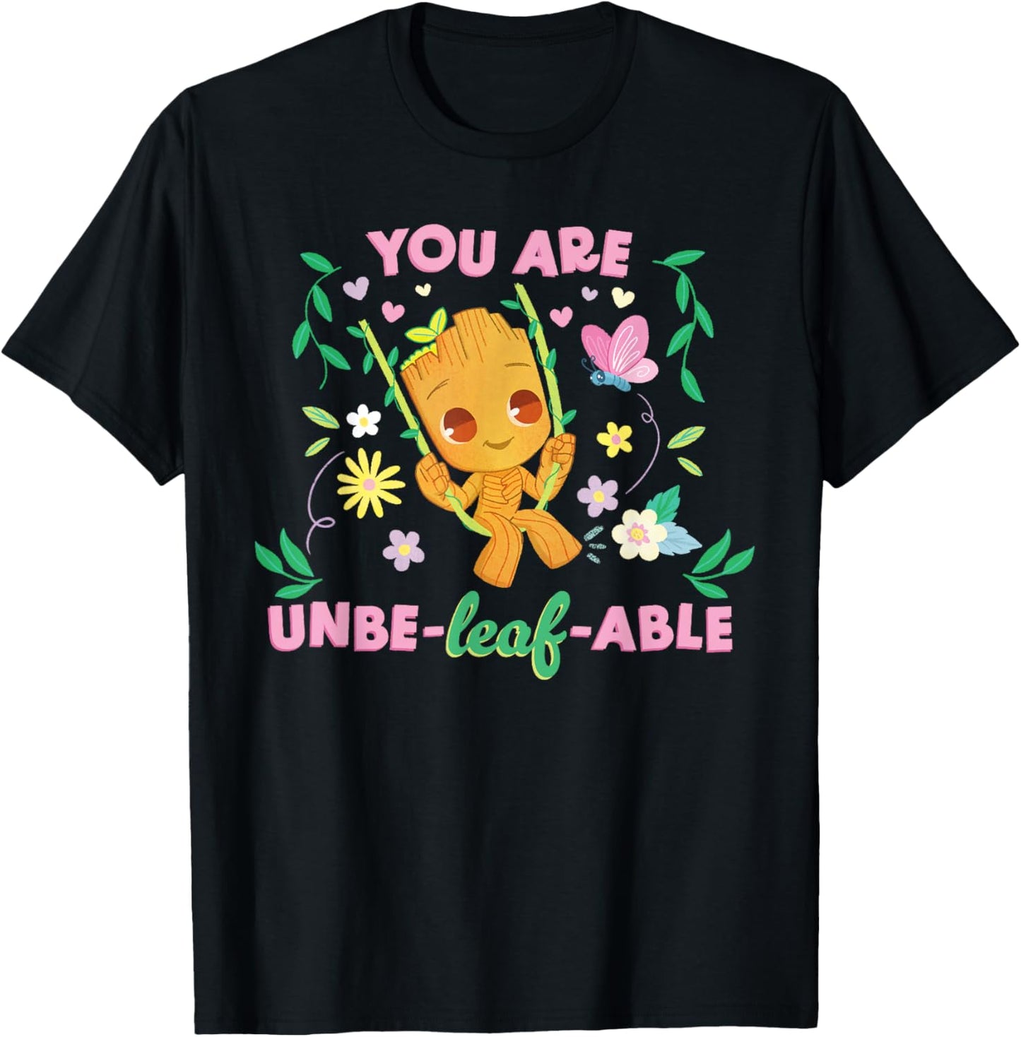 Marvel Valentine’s Day Spring Groot You are Unbe-LEAF-able T-Shirt - T-Shirt | Black