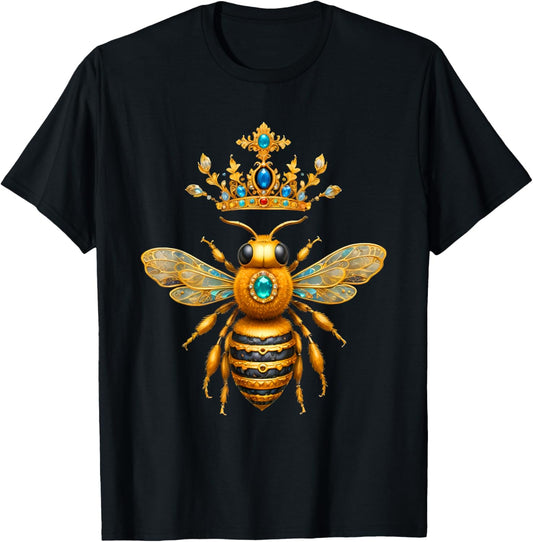 Queen Bee Crown Women Men Girls Honey Hive Bee Keeper Bee T-Shirt - T-Shirt | Black