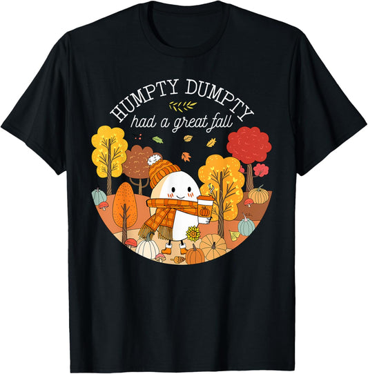 Humpty Dumpty Had A Great Fall Happy Fall Y'all Autumn T-Shirt - T-Shirt | Black
