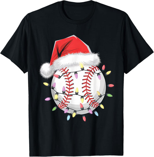 Santa Sports Design Boys Christmas Baseball Player T-Shirt - T-Shirt | Black