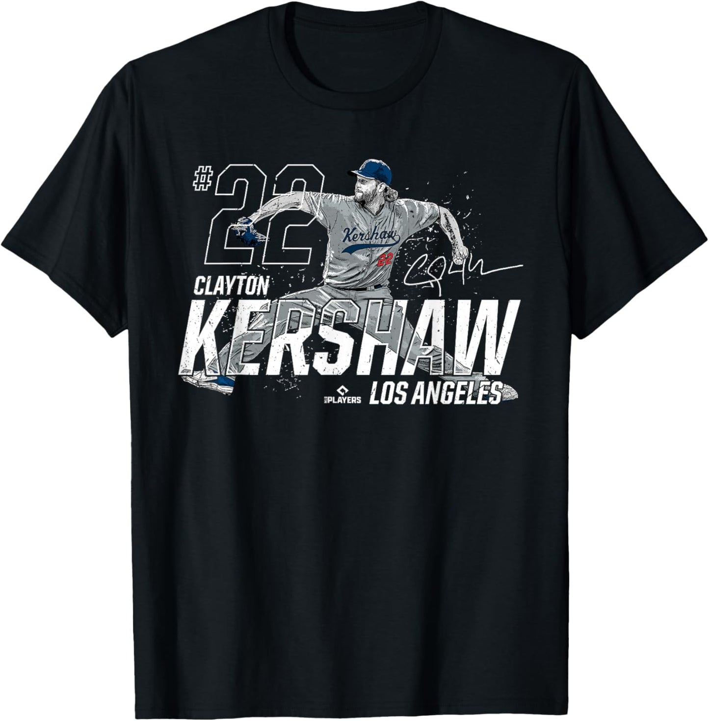 Dynamic Pose Clayton Kershaw Los Angeles Baseball MLBPA T-Shirt - T-Shirt | Black